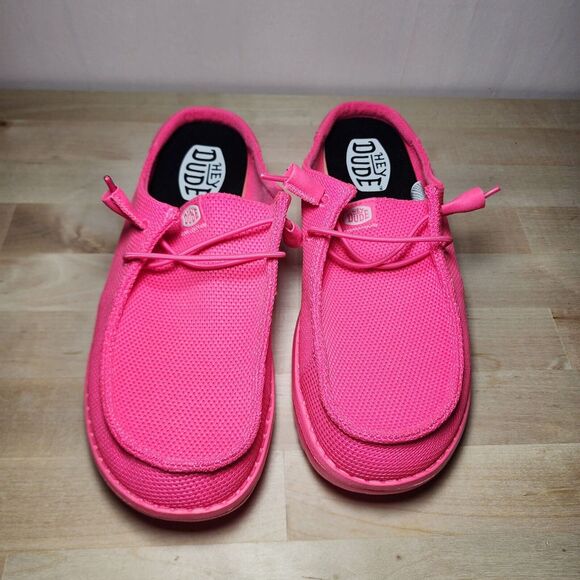 Wendy Slip Mono - Electric Pink/ Hot Pink No Back Slip On - Picture 2 of 6